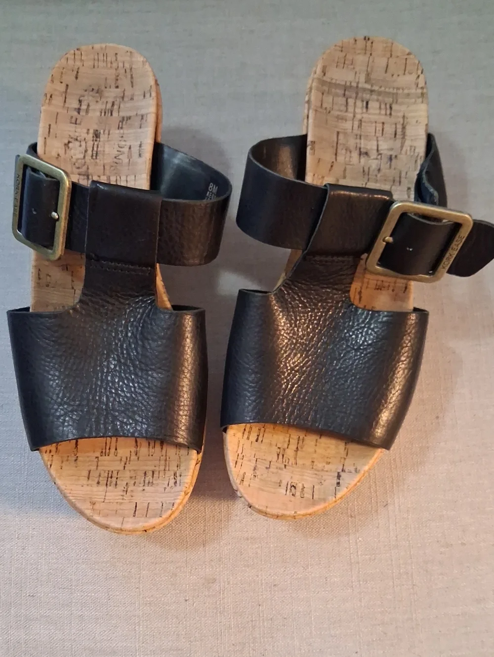 Kork-Ease Kids Black Cork Slide Sandals with Buckle Accent